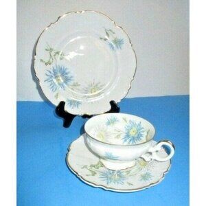 Vintage Hutschenreuther Selb Bavaria Germany Gold Trim Teacup, Saucer & Plate